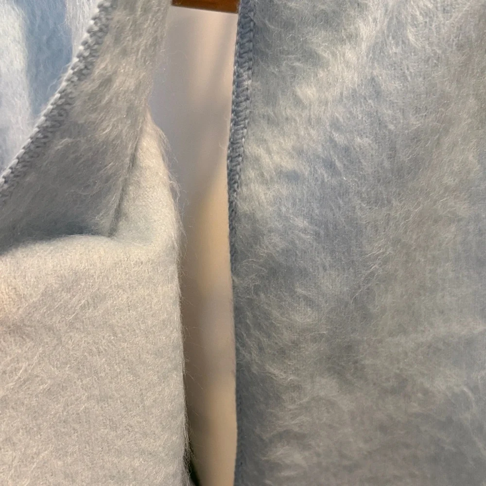 Alpaca Fur Light Blue Fringed Scarf Made In Peru